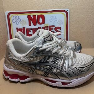 Asics White and Silver Running Shoes